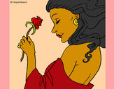 Dibujo Princesa con una rosa pintado por fanny91