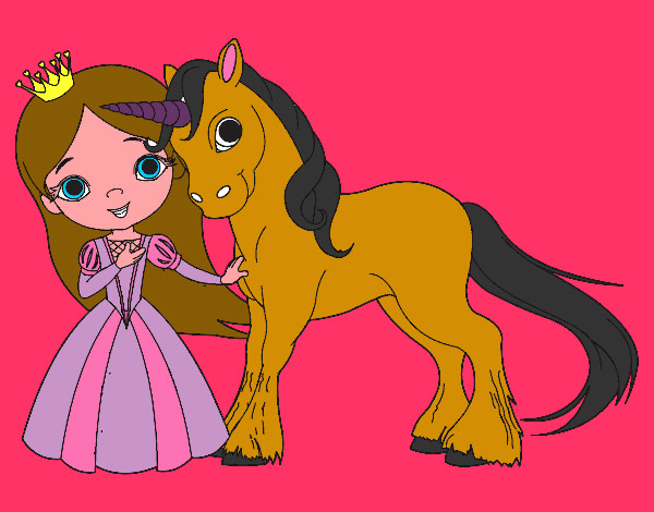 Dibujo Princesa y unicornio pintado por isa5
