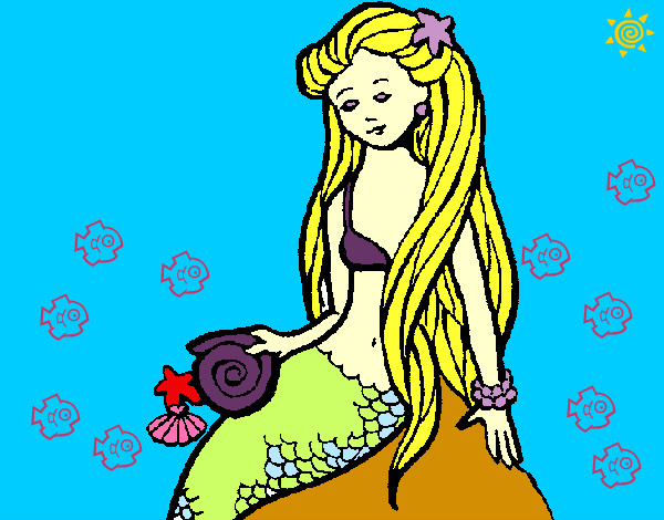 Dibujo Sirena con caracola pintado por SUNSHINE