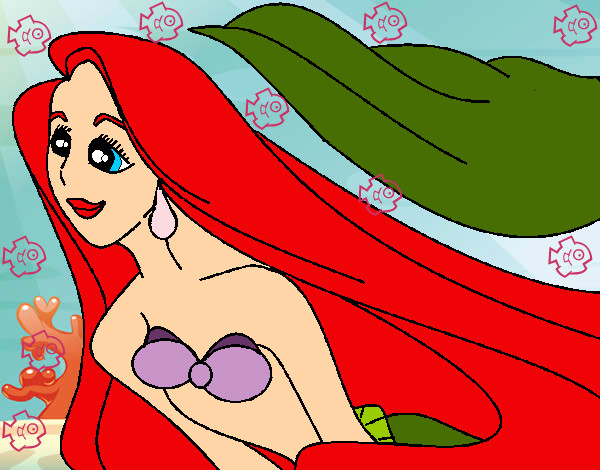 Dibujo Sirenita Ariel pintado por golosina5
