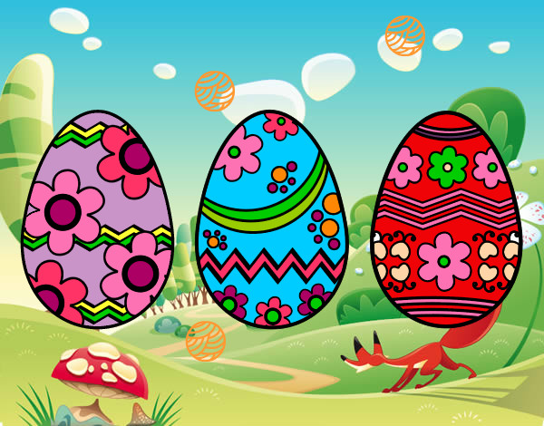 Dibujo Tres huevos de pascua pintado por Anais1D