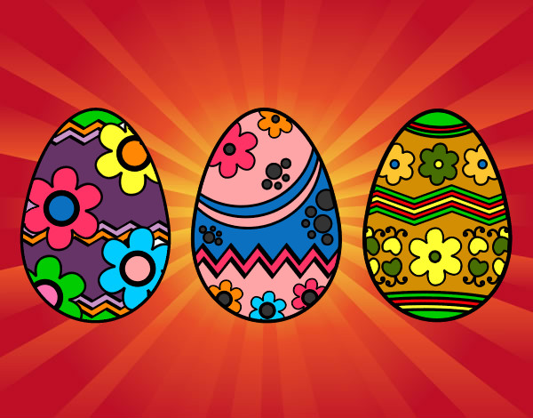 Dibujo Tres huevos de pascua pintado por marisolram