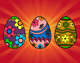 Dibujo Tres huevos de pascua pintado por marisolram