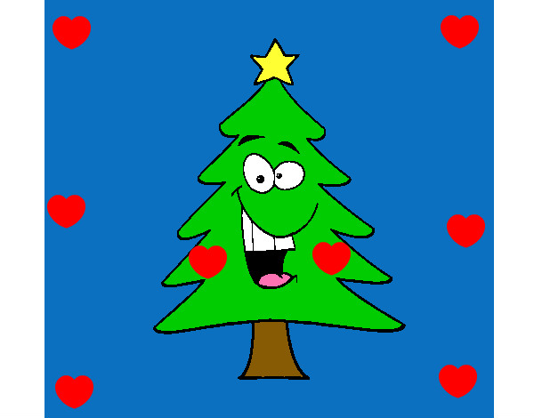 Dibujo árbol navidad pintado por uyft