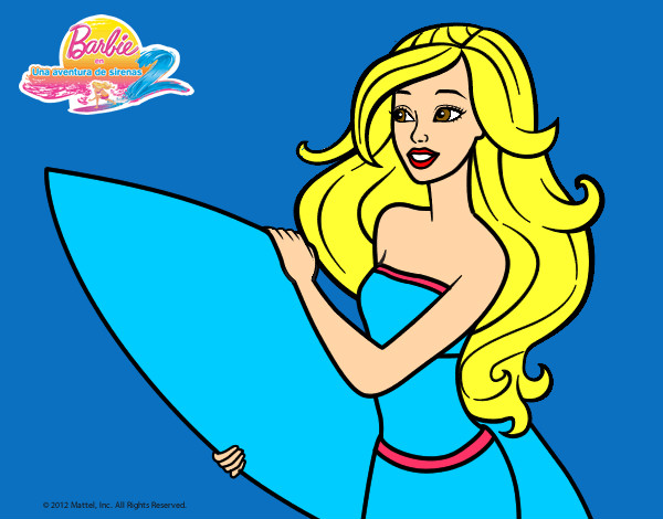 Dibujo Barbie va a surfear pintado por anabelen1