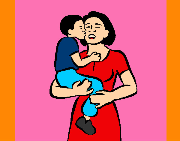 Dibujo Beso maternal pintado por seor