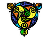 Dibujo Mandala con tres puntas pintado por guillera