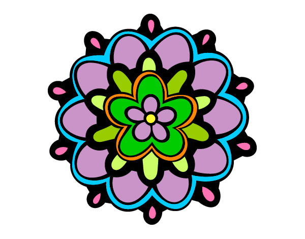 Dibujo Mándala con una flor pintado por guillera