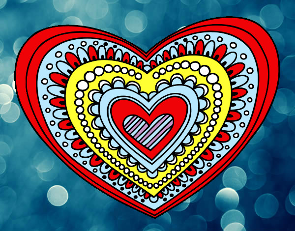 Dibujo Mandala corazón pintado por sarinkiwin