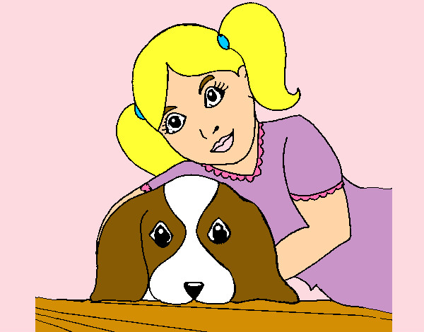 Dibujo Niña abrazando a su perro pintado por mikulove1