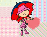 Dibujo Niña con paraguas pintado por amalia