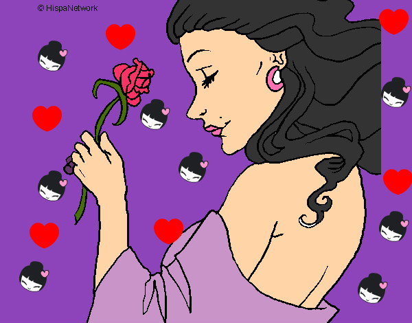 Dibujo Princesa con una rosa pintado por guguimdq