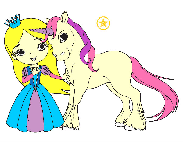 Dibujo Princesa y unicornio pintado por allyna