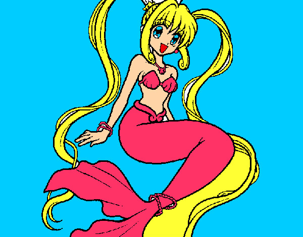 Dibujo Sirena con perlas pintado por anabelen1