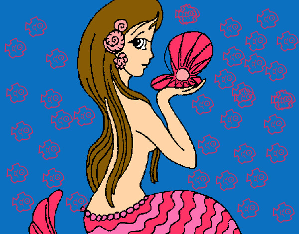 Dibujo Sirena y perla pintado por amina555