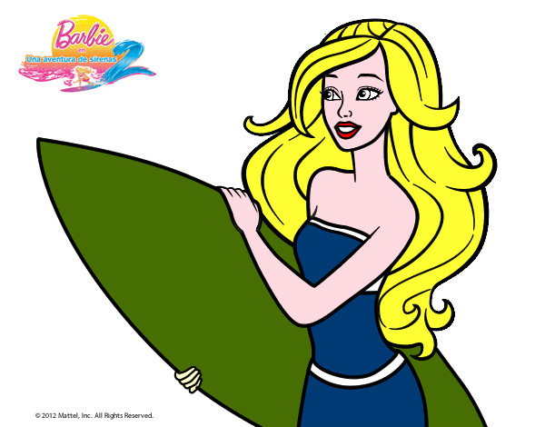 Dibujo Barbie va a surfear pintado por fatymonta