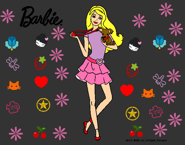 Dibujo Barbie y su mascota pintado por ARIC