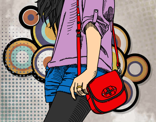 Dibujo Chica con bolso pintado por guguimdq