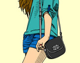 Dibujo Chica con bolso pintado por julistefi