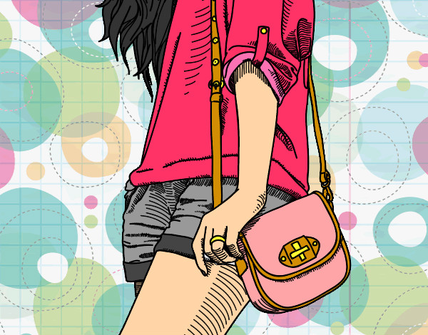 Dibujo Chica con bolso pintado por Kate08