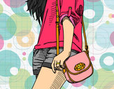 Dibujo Chica con bolso pintado por Kate08