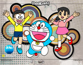 Dibujo Doraemon y amigos pintado por Olivier