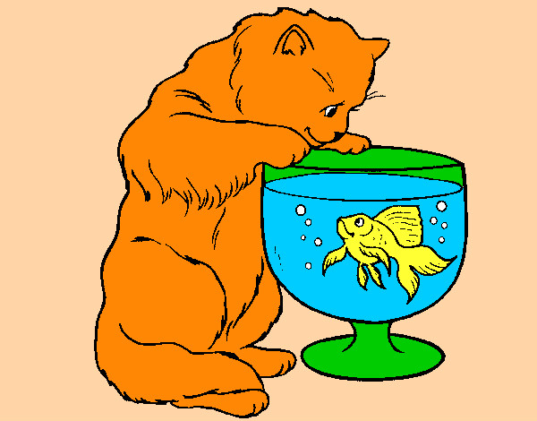 Dibujo Gato mirando al pez pintado por LEUYDANILO