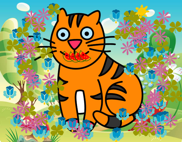 Dibujo Gato simpático pintado por joaquinal