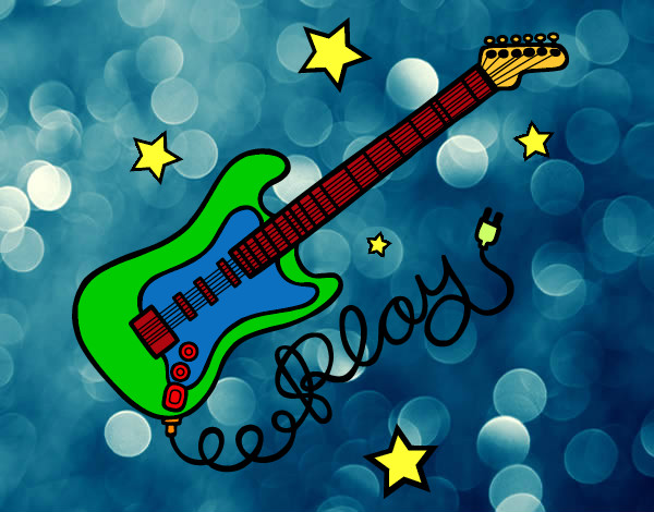 Dibujo Guitarra y estrellas pintado por LEUYDANILO