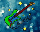 Dibujo Guitarra y estrellas pintado por LEUYDANILO