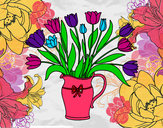 Dibujo Jarrón de tulipanes pintado por flora154
