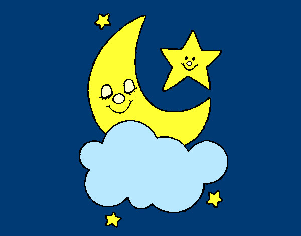 Dibujo Luna y estrellas pintado por ardnas