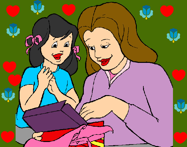 Dibujo Madre e hija pintado por ARIC