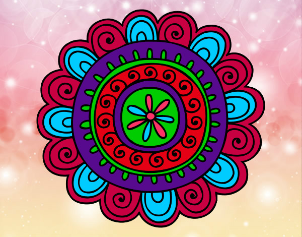 Dibujo Mandala alegre pintado por flora154