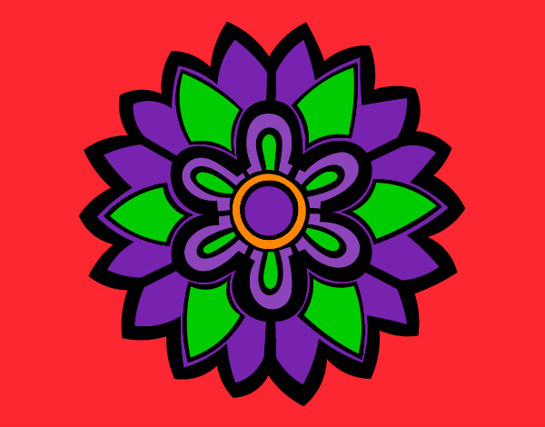 Dibujo Mándala con forma de flor weiss pintado por chiguiline