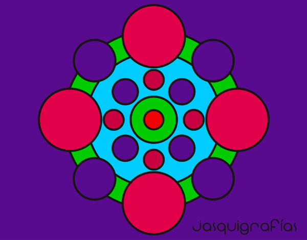 Dibujo Mandala con redondas pintado por flora154