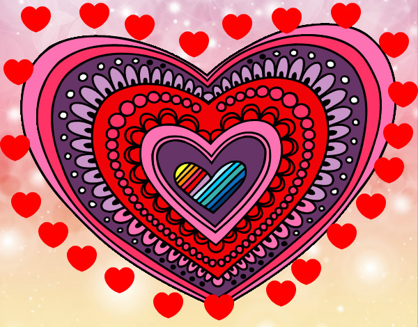 Dibujo Mandala corazón pintado por florershay