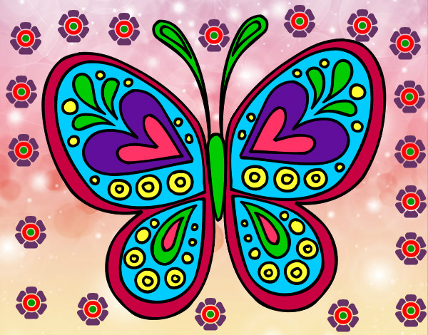 Dibujo Mandala mariposa pintado por flora154