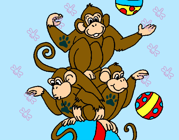 Dibujo Monos haciendo malabares pintado por Danny24