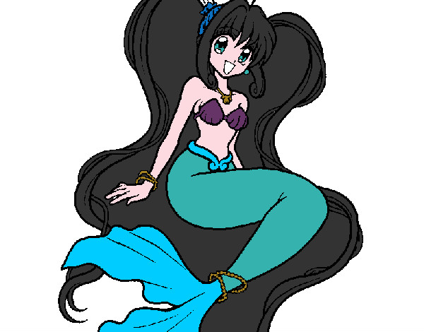 Dibujo Sirena con perlas pintado por Kate08