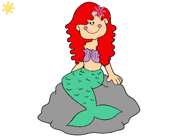 Dibujo Sirena sentada en una roca pintado por angienena