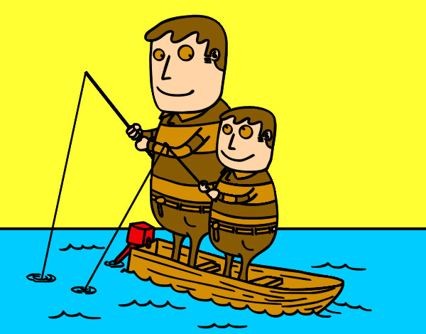 Padre e hijo pescando