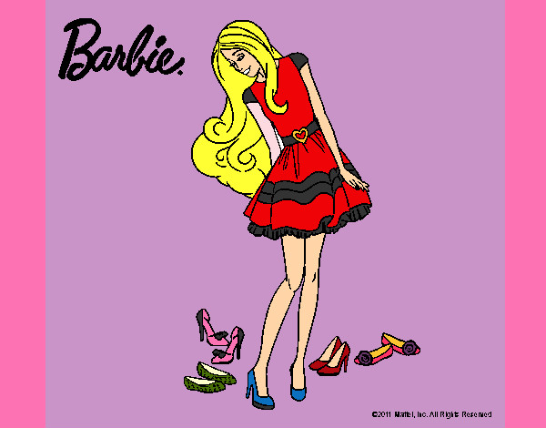 Dibujo Barbie y su colección de zapatos pintado por fanny91
