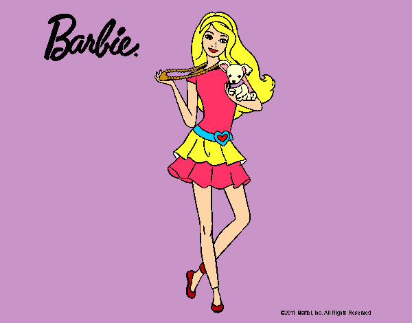 Dibujo Barbie y su mascota pintado por agostina02