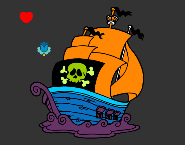 Dibujo Barco de piratas pintado por irio