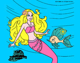 Dibujo Barbie sirena con su amiga pez pintado por tuga72gs