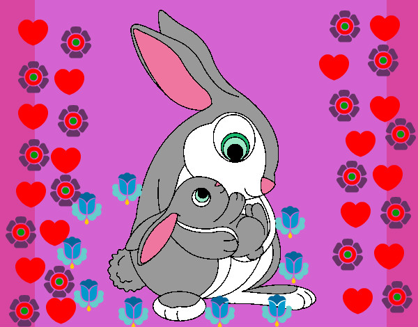 Dibujo Madre conejo pintado por mimami