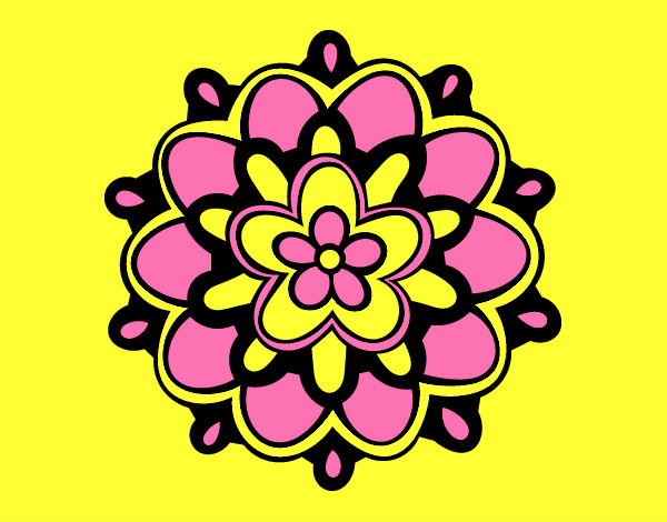 Dibujo Mándala con una flor pintado por Lauritmica