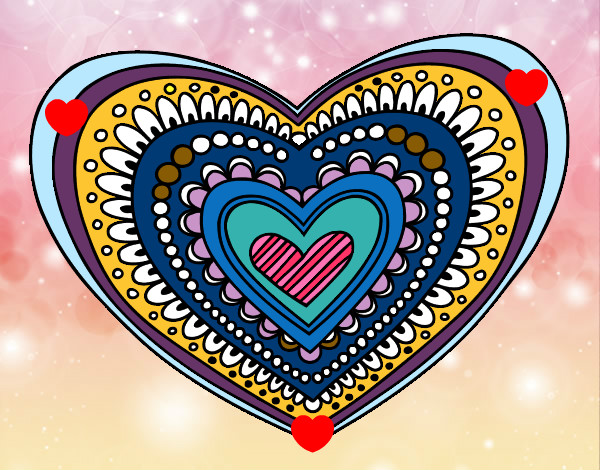 Dibujo Mandala corazón pintado por xanatl