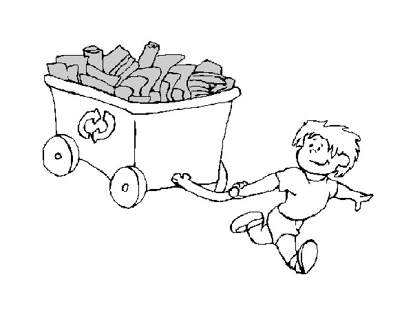 Dibujo Niño reciclando pintado por paollita